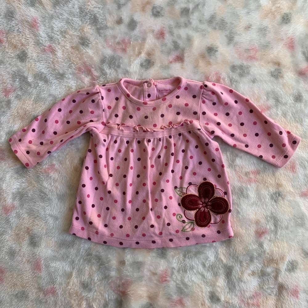Carters 3mo pink polka dot shirt